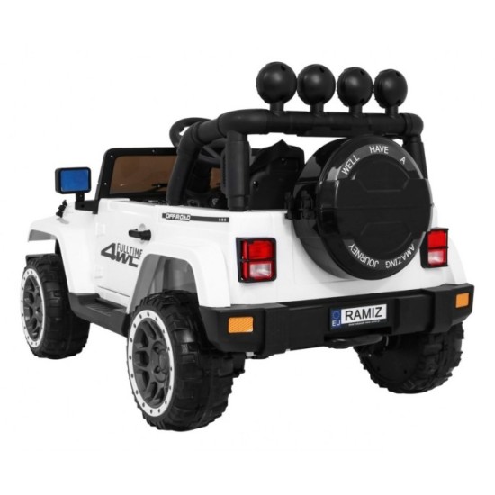 JOKO Elektrické autíčko JEEP 4x4 Terénny, penové kolesá, kožené sedadlo, USB, MP3, diaľkové ovládanie, biele