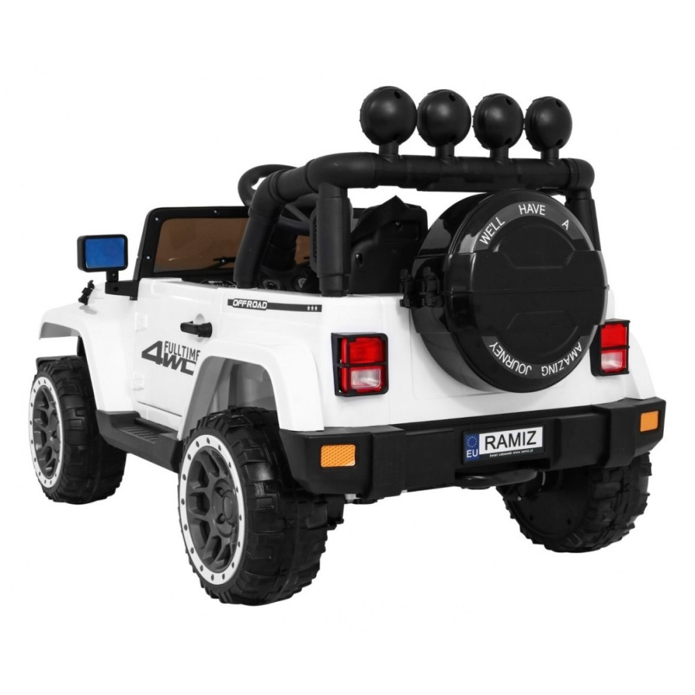 JOKO Elektrické autíčko JEEP 4x4 Terénny, penové kolesá, kožené sedadlo, USB, MP3, diaľkové ovládanie, biele
