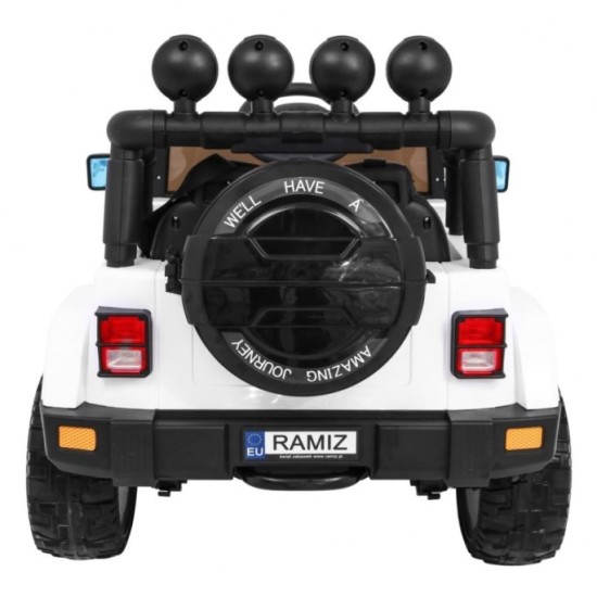 JOKO Elektrické autíčko JEEP 4x4 Terénny, penové kolesá, kožené sedadlo, USB, MP3, diaľkové ovládanie, biele