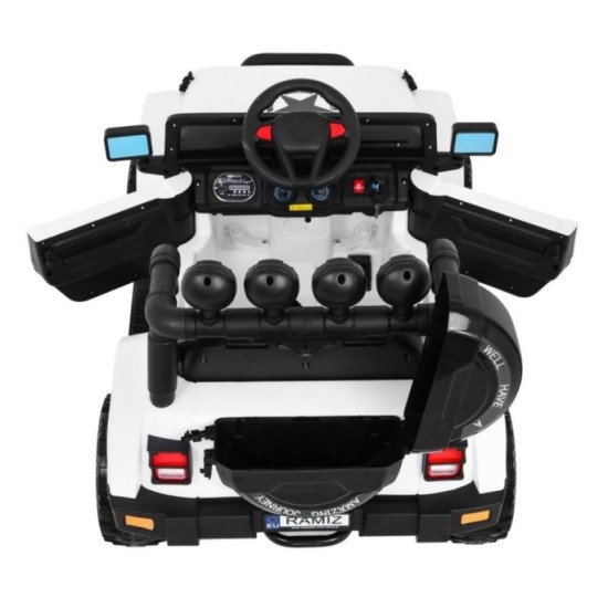 JOKO Elektrické autíčko JEEP 4x4 Terénny, penové kolesá, kožené sedadlo, USB, MP3, diaľkové ovládanie, biele