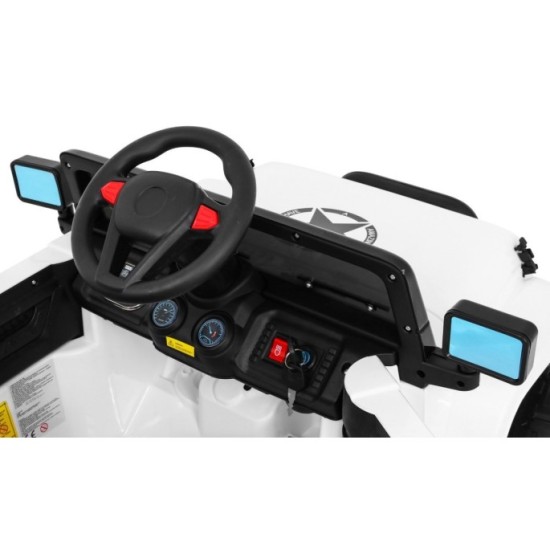 JOKO Elektrické autíčko JEEP 4x4 Terénny, penové kolesá, kožené sedadlo, USB, MP3, diaľkové ovládanie, biele