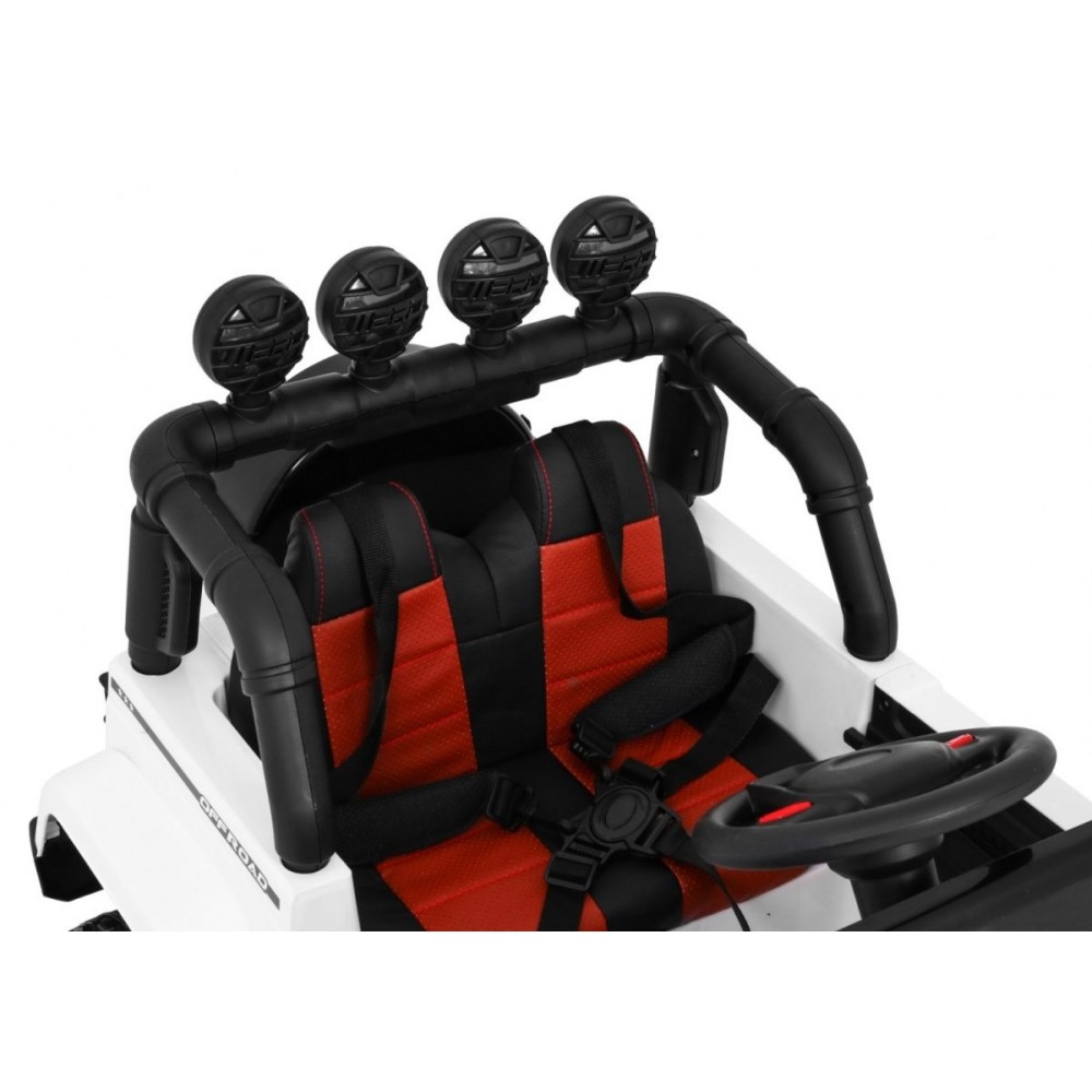 JOKO Elektrické autíčko JEEP 4x4 Terénny, penové kolesá, kožené sedadlo, USB, MP3, diaľkové ovládanie, biele