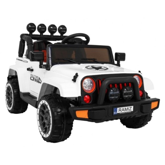 JOKO Elektrické autíčko JEEP 4x4 Terénny, penové kolesá, kožené sedadlo, USB, MP3, diaľkové ovládanie, biele