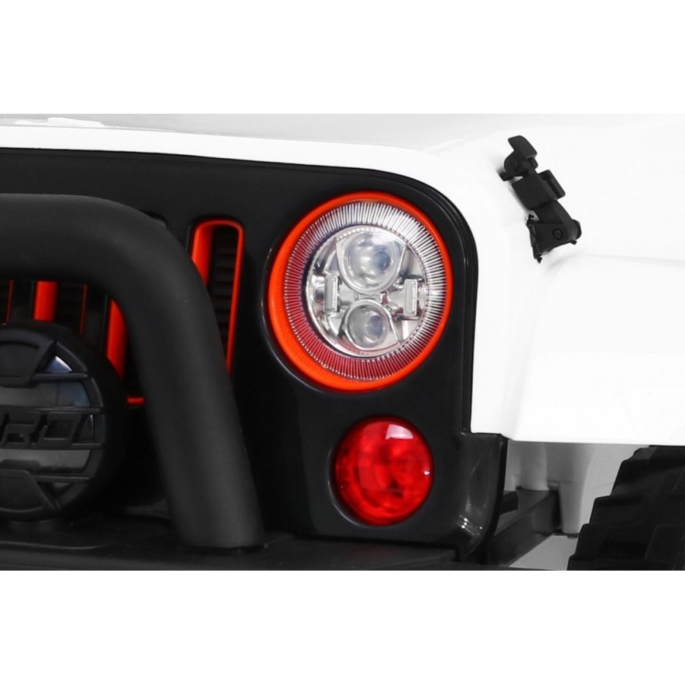 JOKO Elektrické autíčko JEEP 4x4 Terénny, penové kolesá, kožené sedadlo, USB, MP3, diaľkové ovládanie, biele