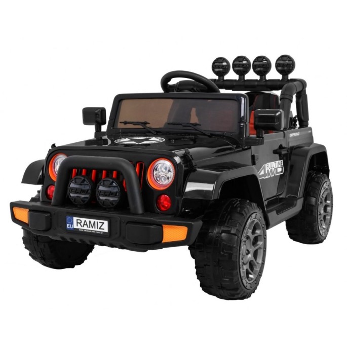 JOKO Elektrické autíčko JEEP 4x4 Terénny, penové kolesá, kožené sedadlo, USB, MP3, diaľkové ovládanie, čierne