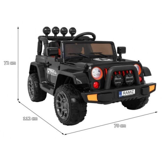 JOKO Elektrické autíčko JEEP 4x4 Terénny, penové kolesá, kožené sedadlo, USB, MP3, diaľkové ovládanie, čierne