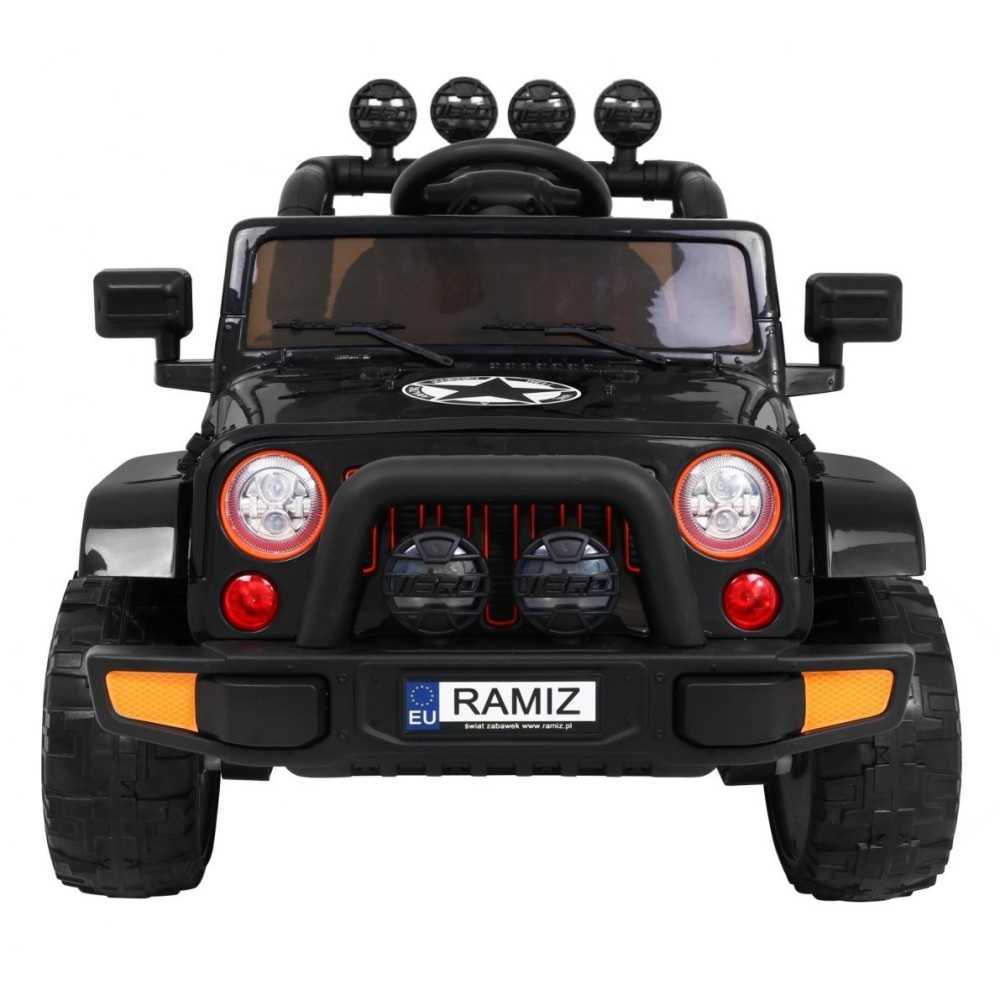 JOKO Elektrické autíčko JEEP 4x4 Terénny, penové kolesá, kožené sedadlo, USB, MP3, diaľkové ovládanie, čierne