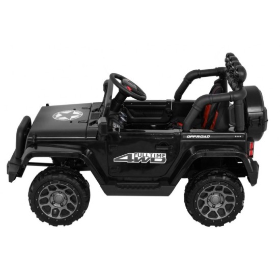 JOKO Elektrické autíčko JEEP 4x4 Terénny, penové kolesá, kožené sedadlo, USB, MP3, diaľkové ovládanie, čierne