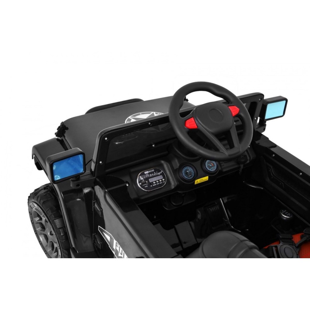 JOKO Elektrické autíčko JEEP 4x4 Terénny, penové kolesá, kožené sedadlo, USB, MP3, diaľkové ovládanie, čierne