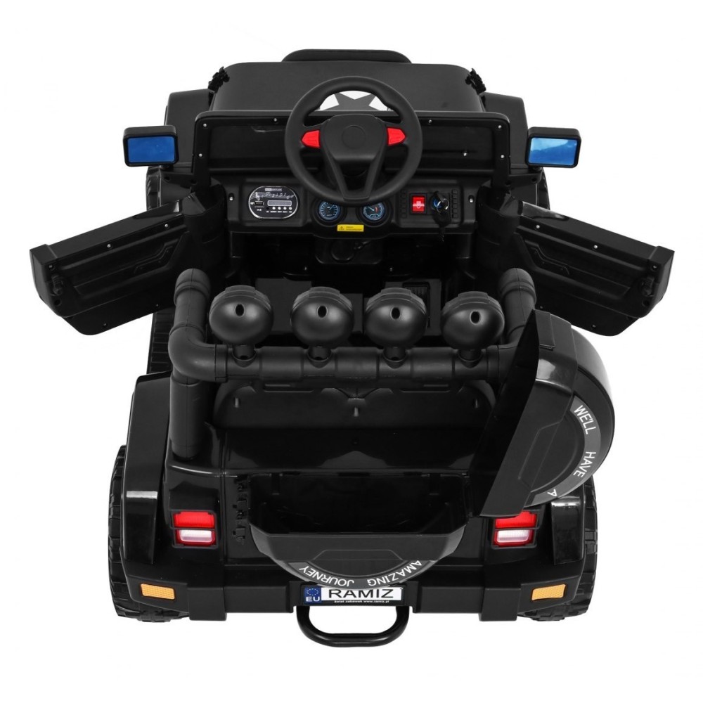 JOKO Elektrické autíčko JEEP 4x4 Terénny, penové kolesá, kožené sedadlo, USB, MP3, diaľkové ovládanie, čierne