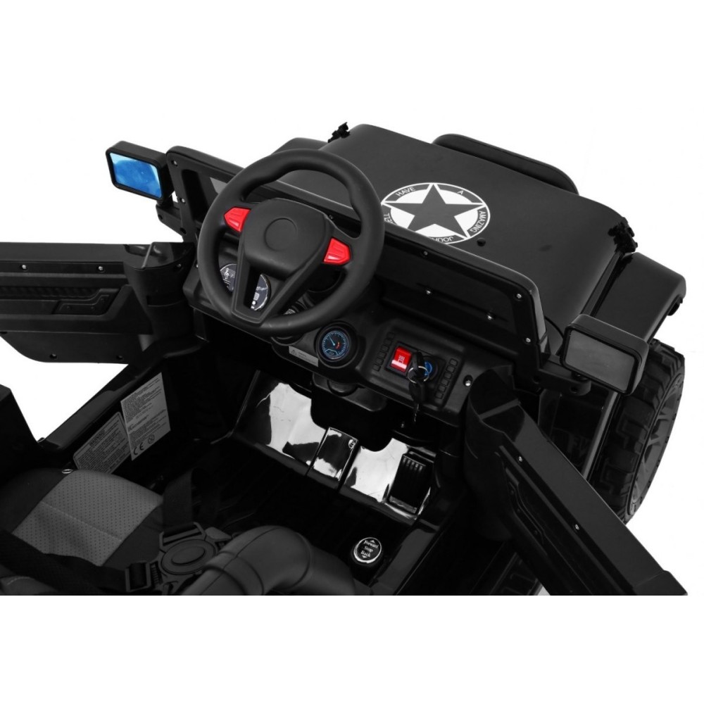 JOKO Elektrické autíčko JEEP 4x4 Terénny, penové kolesá, kožené sedadlo, USB, MP3, diaľkové ovládanie, čierne