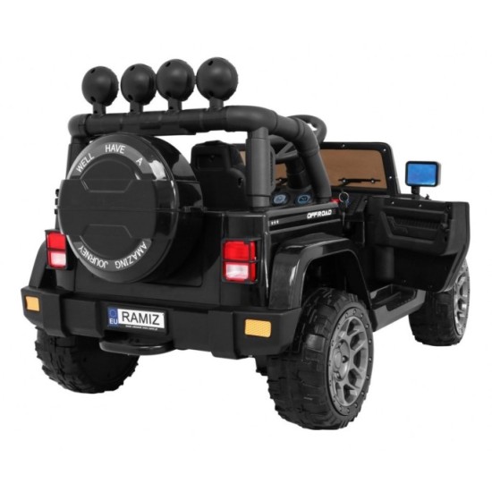 JOKO Elektrické autíčko JEEP 4x4 Terénny, penové kolesá, kožené sedadlo, USB, MP3, diaľkové ovládanie, čierne