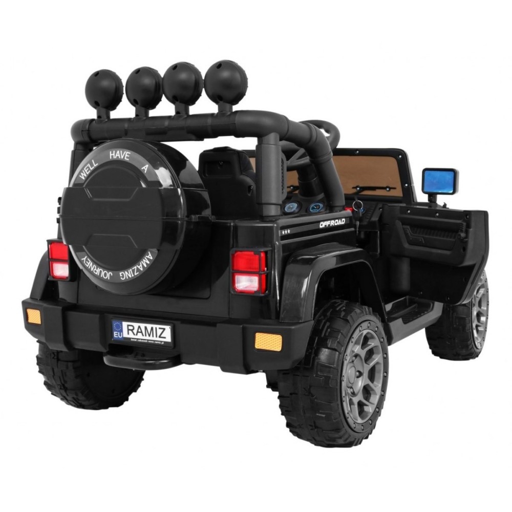 JOKO Elektrické autíčko JEEP 4x4 Terénny, penové kolesá, kožené sedadlo, USB, MP3, diaľkové ovládanie, čierne