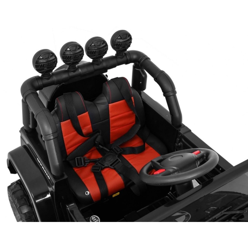 JOKO Elektrické autíčko JEEP 4x4 Terénny, penové kolesá, kožené sedadlo, USB, MP3, diaľkové ovládanie, čierne