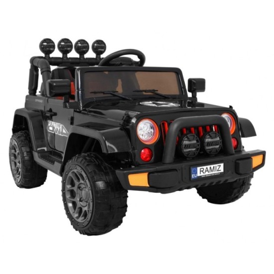 JOKO Elektrické autíčko JEEP 4x4 Terénny, penové kolesá, kožené sedadlo, USB, MP3, diaľkové ovládanie, čierne
