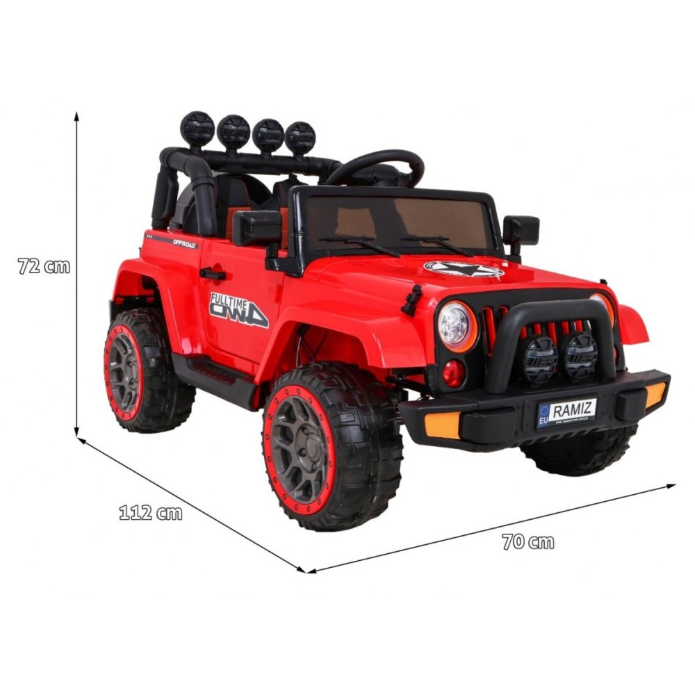 JOKO Elektrické autíčko JEEP 4x4 Terénny, penové kolesá, kožené sedadlo, USB, MP3, diaľkové ovládanie, červené