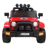 JOKO Elektrické autíčko JEEP 4x4 Terénny, penové kolesá, kožené sedadlo, USB, MP3, diaľkové ovládanie, červené