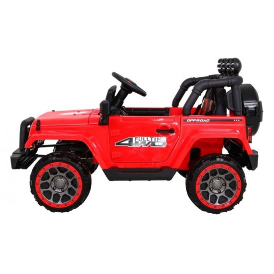 JOKO Elektrické autíčko JEEP 4x4 Terénny, penové kolesá, kožené sedadlo, USB, MP3, diaľkové ovládanie, červené
