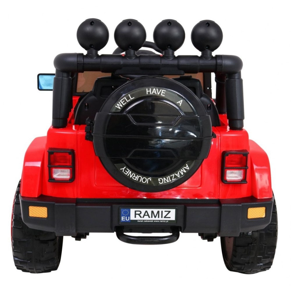 JOKO Elektrické autíčko JEEP 4x4 Terénny, penové kolesá, kožené sedadlo, USB, MP3, diaľkové ovládanie, červené