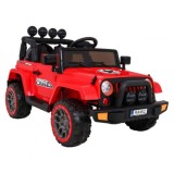 JOKO Elektrické autíčko JEEP 4x4 Terénny, penové kolesá, kožené sedadlo, USB, MP3, diaľkové ovládanie, červené