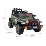 JOKO Elektrické autíčko JEEP 4x4 Terénny, penové kolesá, kožené sedadlo, USB, MP3, diaľkové ovládanie, Lakované maskáčové