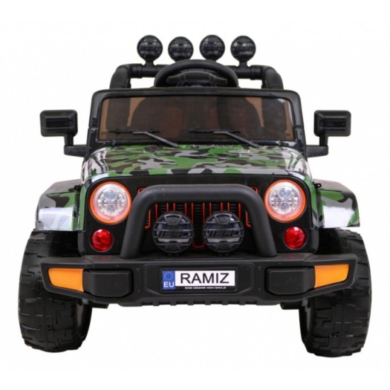 JOKO Elektrické autíčko JEEP 4x4 Terénny, penové kolesá, kožené sedadlo, USB, MP3, diaľkové ovládanie, Lakované maskáčové