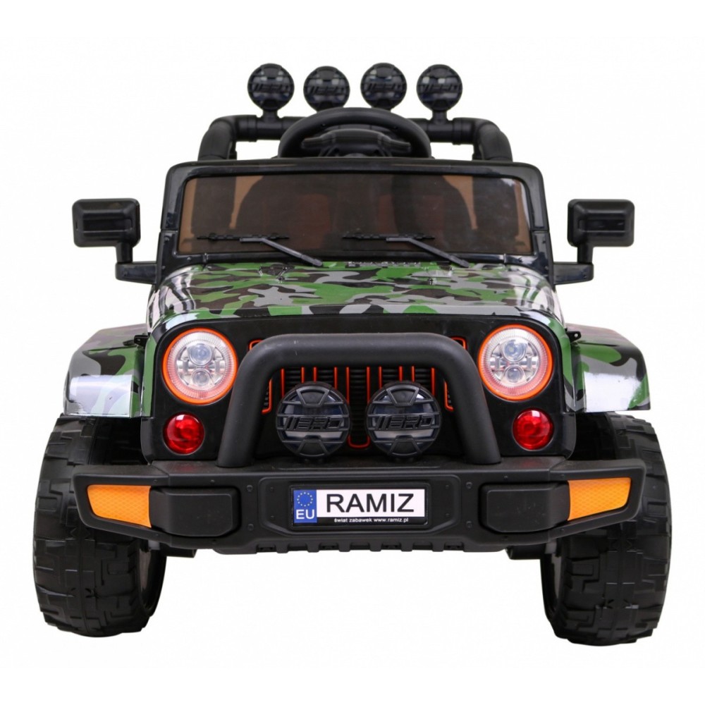 JOKO Elektrické autíčko JEEP 4x4 Terénny, penové kolesá, kožené sedadlo, USB, MP3, diaľkové ovládanie, Lakované maskáčové