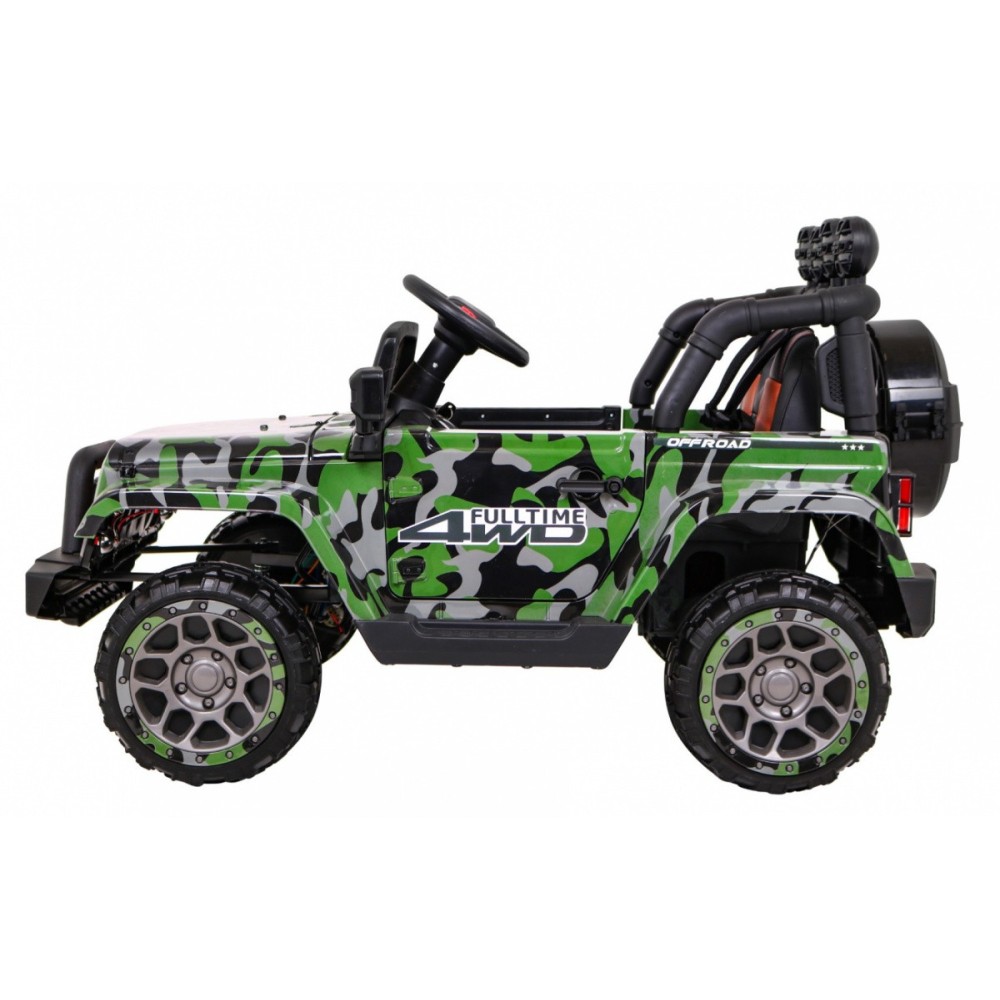 JOKO Elektrické autíčko JEEP 4x4 Terénny, penové kolesá, kožené sedadlo, USB, MP3, diaľkové ovládanie, Lakované maskáčové
