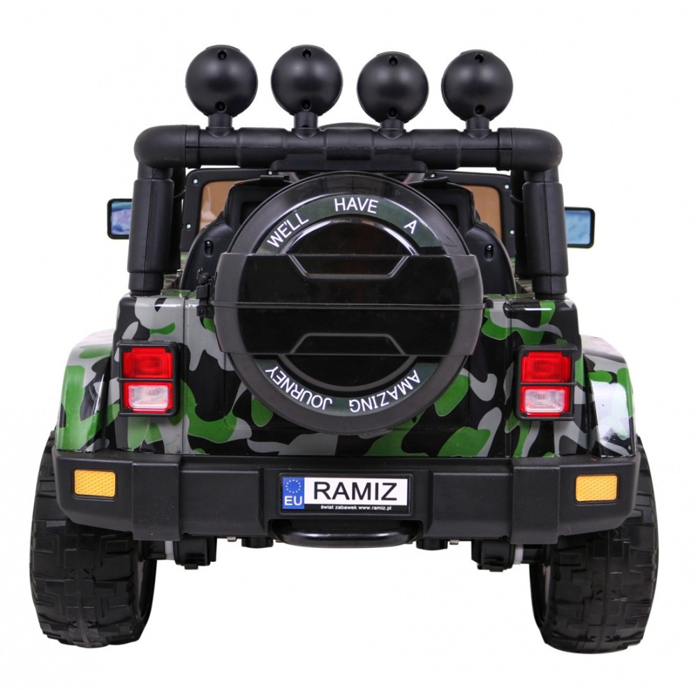 JOKO Elektrické autíčko JEEP 4x4 Terénny, penové kolesá, kožené sedadlo, USB, MP3, diaľkové ovládanie, Lakované maskáčové