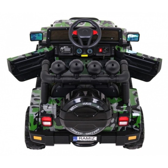 JOKO Elektrické autíčko JEEP 4x4 Terénny, penové kolesá, kožené sedadlo, USB, MP3, diaľkové ovládanie, Lakované maskáčové