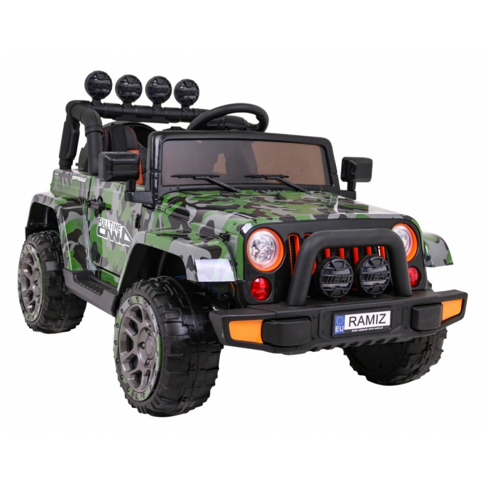 JOKO Elektrické autíčko JEEP 4x4 Terénny, penové kolesá, kožené sedadlo, USB, MP3, diaľkové ovládanie, Lakované maskáčové