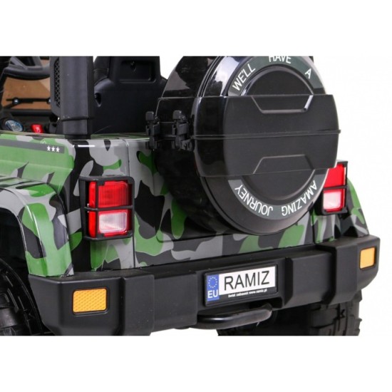JOKO Elektrické autíčko JEEP 4x4 Terénny, penové kolesá, kožené sedadlo, USB, MP3, diaľkové ovládanie, Lakované maskáčové