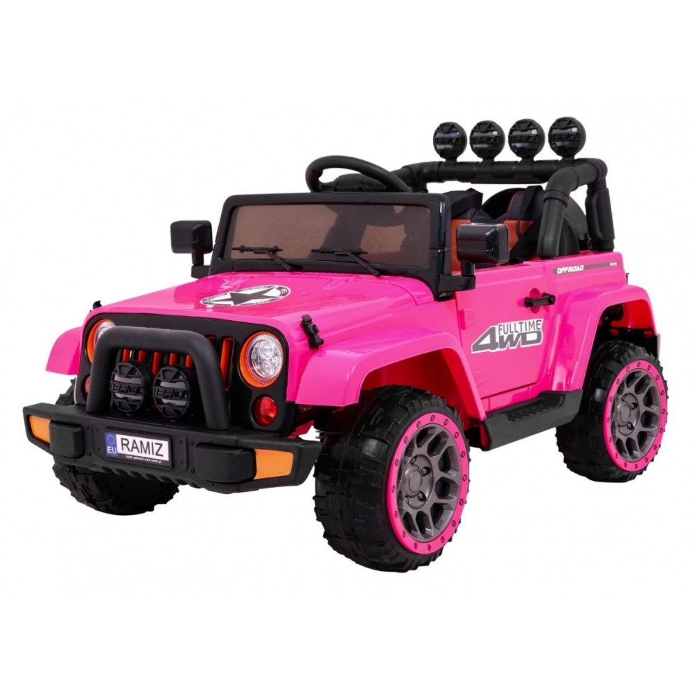 JOKO Elektrické autíčko JEEP 4x4 Terénny, penové kolesá, kožené sedadlo, USB, MP3, diaľkové ovládanie, ružové