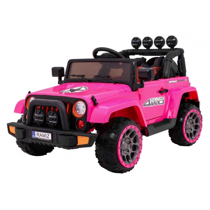 JOKO Elektrické autíčko JEEP 4x4 Terénny, penové kolesá, kožené sedadlo, USB, MP3, diaľkové ovládanie, ružové
