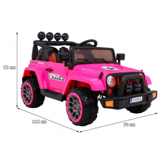 JOKO Elektrické autíčko JEEP 4x4 Terénny, penové kolesá, kožené sedadlo, USB, MP3, diaľkové ovládanie, ružové