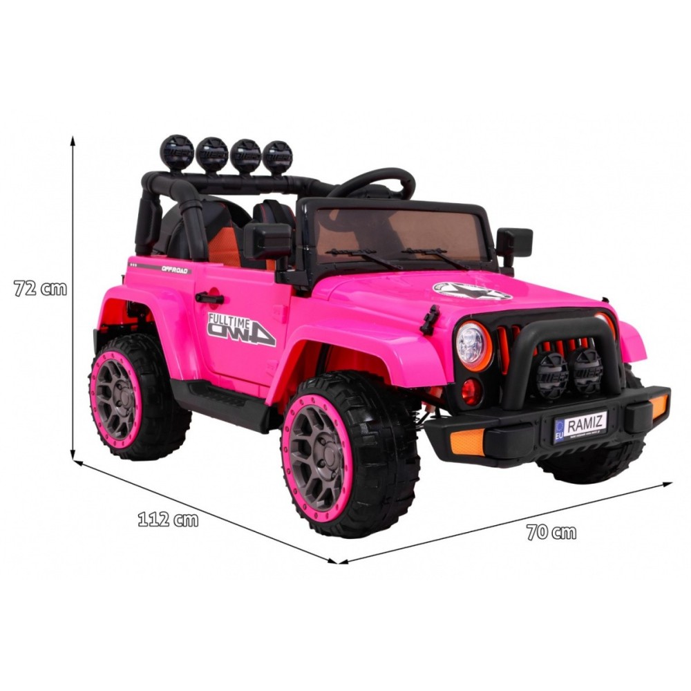 JOKO Elektrické autíčko JEEP 4x4 Terénny, penové kolesá, kožené sedadlo, USB, MP3, diaľkové ovládanie, ružové