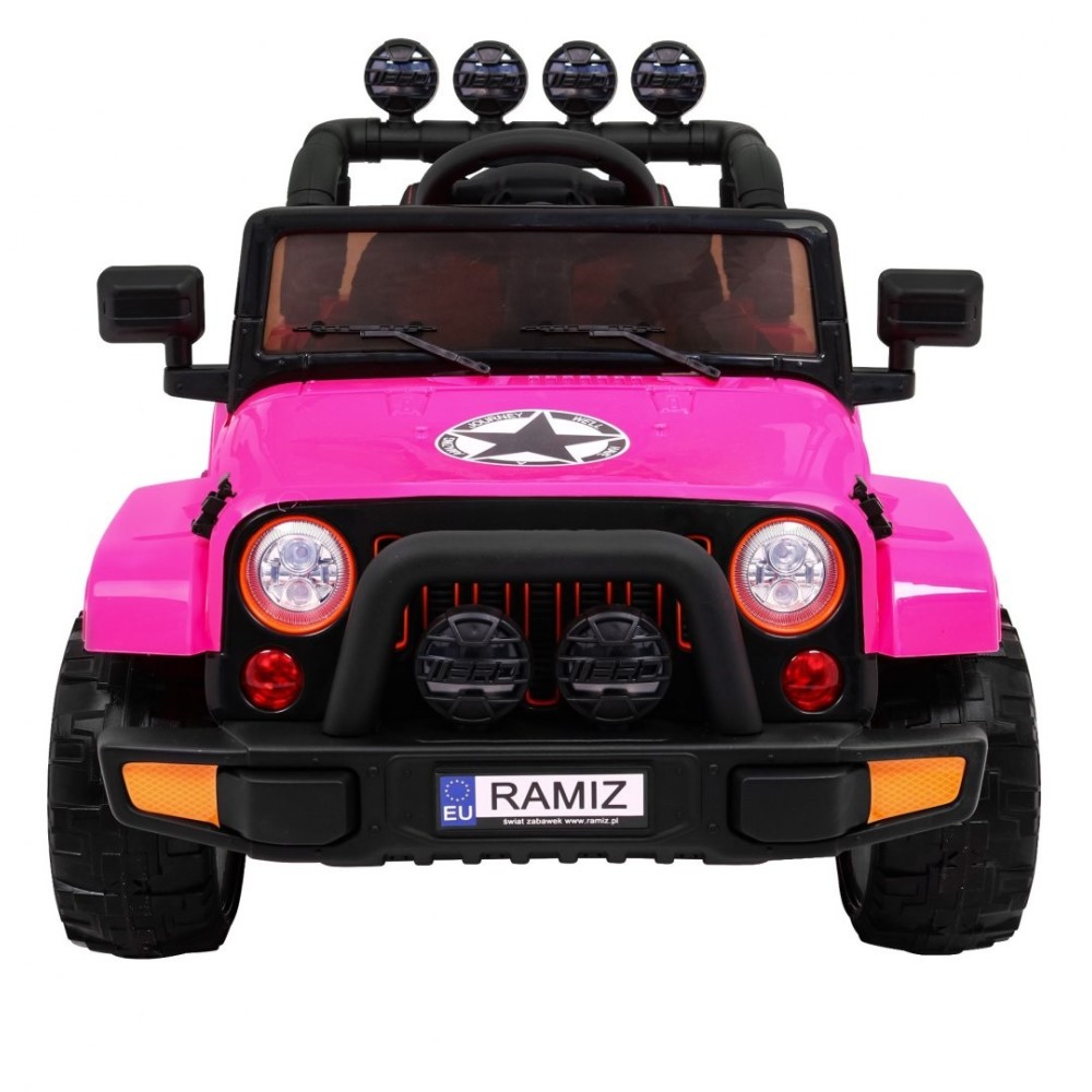 JOKO Elektrické autíčko JEEP 4x4 Terénny, penové kolesá, kožené sedadlo, USB, MP3, diaľkové ovládanie, ružové