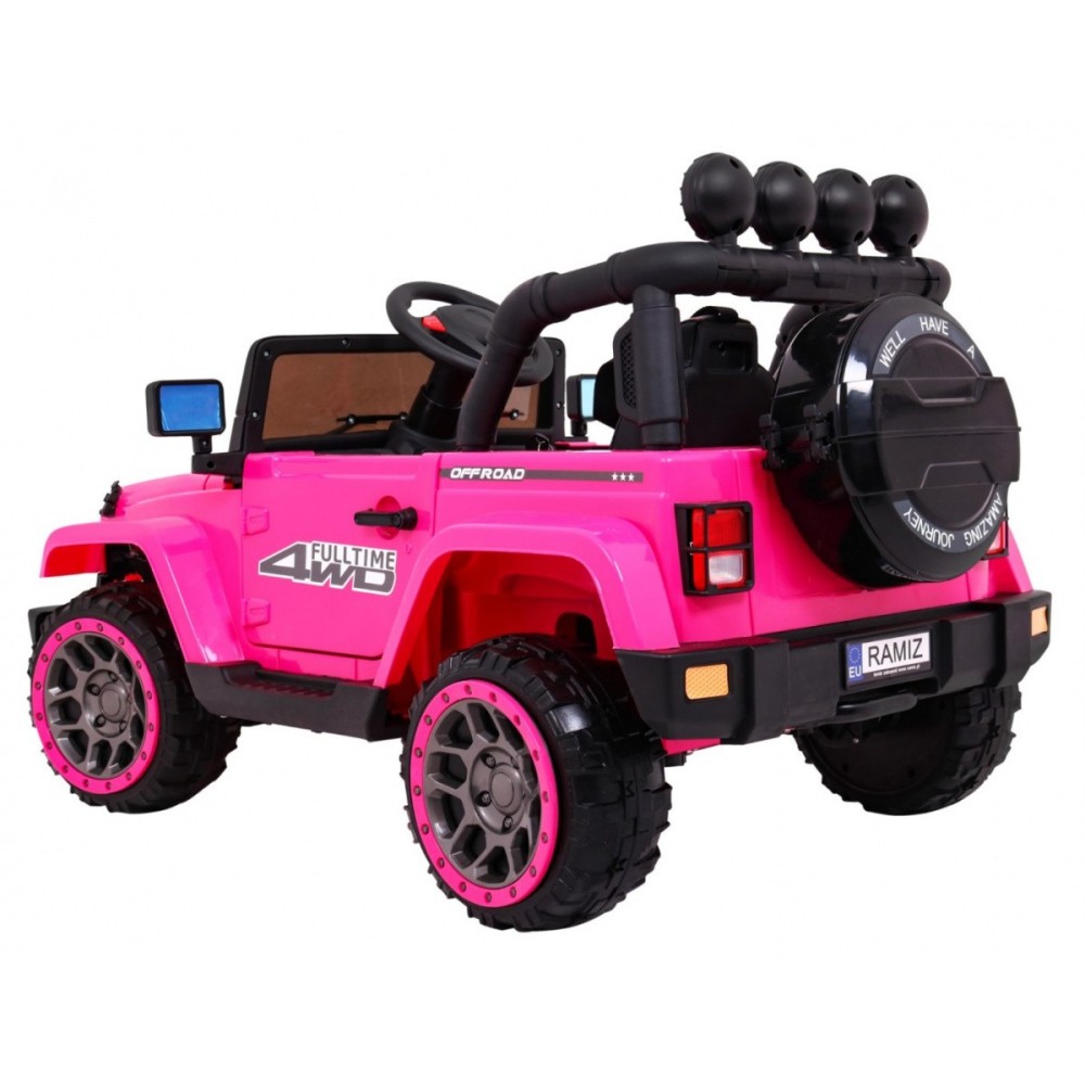 JOKO Elektrické autíčko JEEP 4x4 Terénny, penové kolesá, kožené sedadlo, USB, MP3, diaľkové ovládanie, ružové