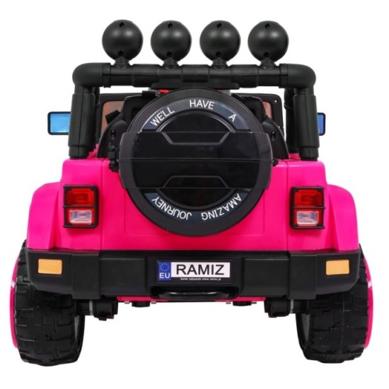 JOKO Elektrické autíčko JEEP 4x4 Terénny, penové kolesá, kožené sedadlo, USB, MP3, diaľkové ovládanie, ružové
