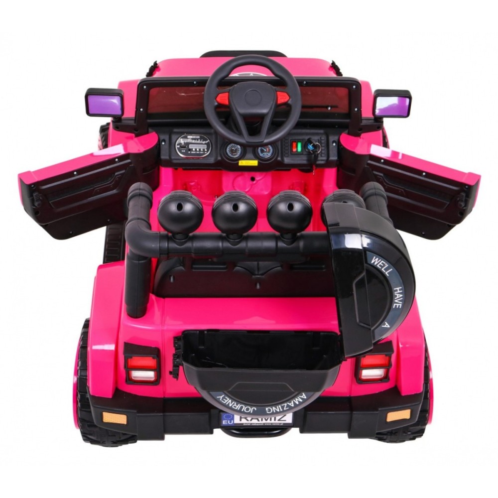JOKO Elektrické autíčko JEEP 4x4 Terénny, penové kolesá, kožené sedadlo, USB, MP3, diaľkové ovládanie, ružové