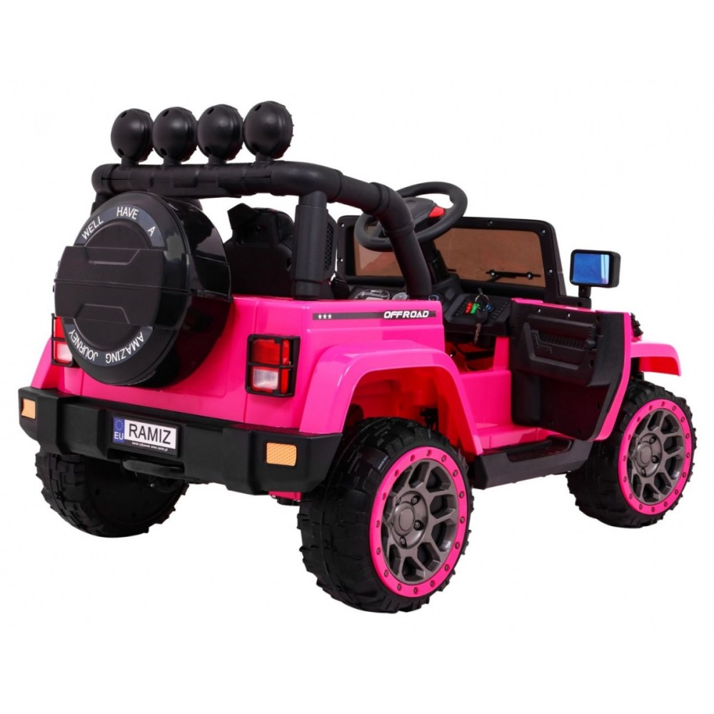 JOKO Elektrické autíčko JEEP 4x4 Terénny, penové kolesá, kožené sedadlo, USB, MP3, diaľkové ovládanie, ružové