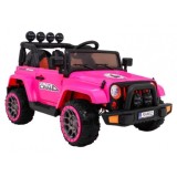 JOKO Elektrické autíčko JEEP 4x4 Terénny, penové kolesá, kožené sedadlo, USB, MP3, diaľkové ovládanie, ružové