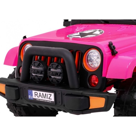 JOKO Elektrické autíčko JEEP 4x4 Terénny, penové kolesá, kožené sedadlo, USB, MP3, diaľkové ovládanie, ružové
