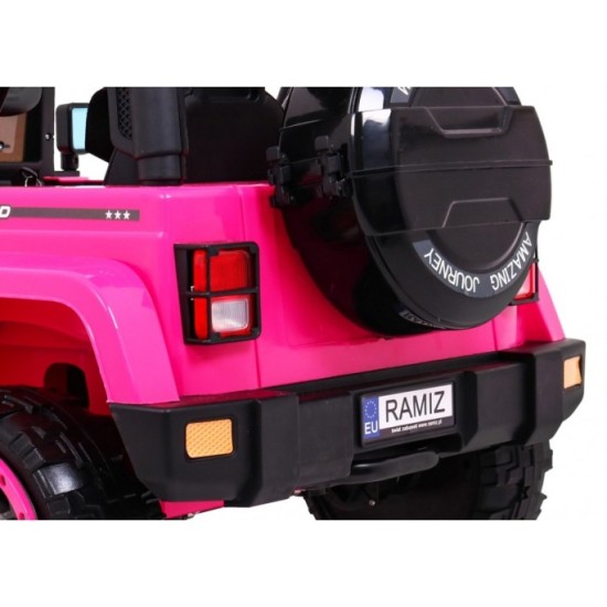 JOKO Elektrické autíčko JEEP 4x4 Terénny, penové kolesá, kožené sedadlo, USB, MP3, diaľkové ovládanie, ružové