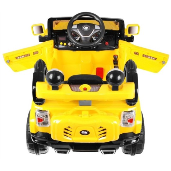 JOKO Elektrické autíčko Jeep, Odpružené, MP3, diaľkové ovládanie, žlté