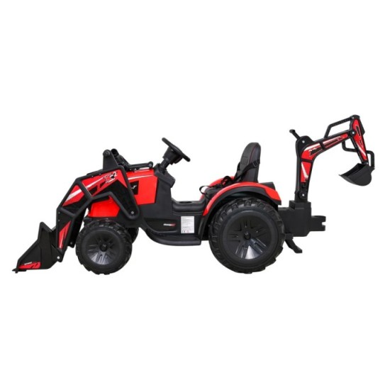 JOKO Elektrický Traktor Buggy 720-T s naberačkou, bagrom a vyklápacou vlečkou, penové kolesá, červený