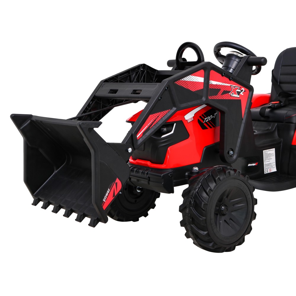 JOKO Elektrický Traktor Buggy 720-T s naberačkou, bagrom a vyklápacou vlečkou, penové kolesá, červený