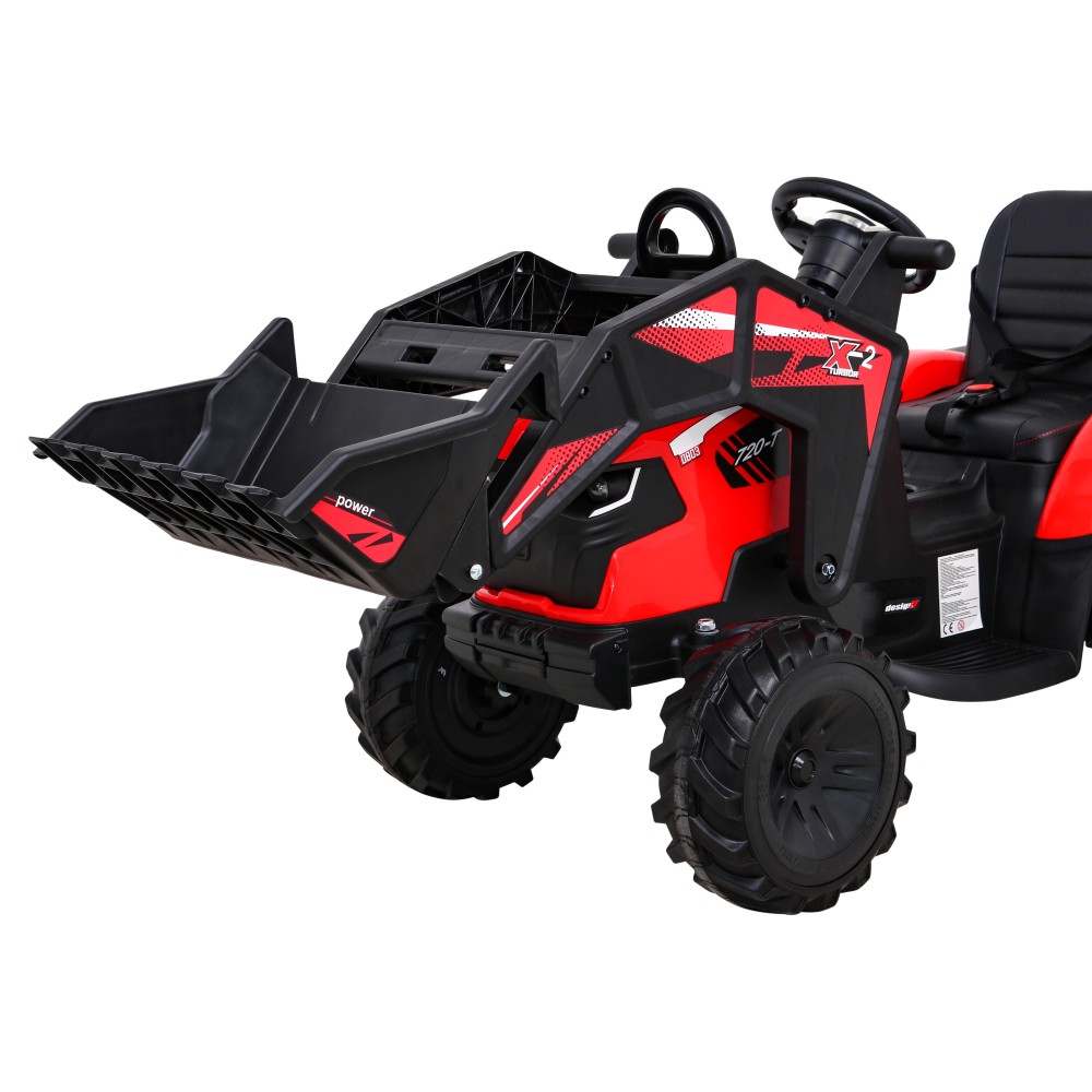 JOKO Elektrický Traktor Buggy 720-T s naberačkou, bagrom a vyklápacou vlečkou, penové kolesá, červený
