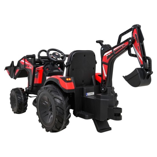 JOKO Elektrický Traktor Buggy 720-T s naberačkou, bagrom a vyklápacou vlečkou, penové kolesá, červený