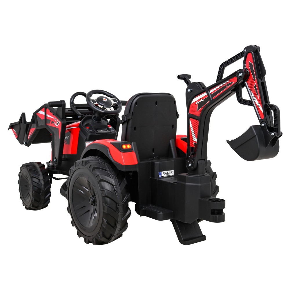 JOKO Elektrický Traktor Buggy 720-T s naberačkou, bagrom a vyklápacou vlečkou, penové kolesá, červený